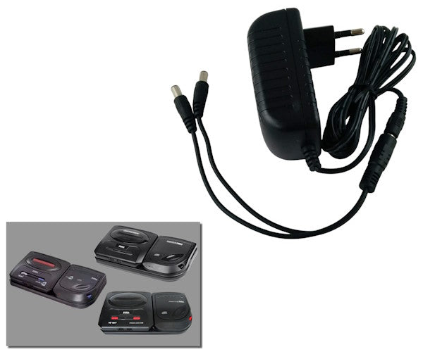 Regulated 2-in-1 power supply for Sega Mega Drive/Genesis model 2 + Mega CD with EU plug