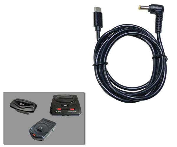 USB-C Power Cable for Sega Mega Drive 2, Genesis 2, CDX, 32X and Nomad