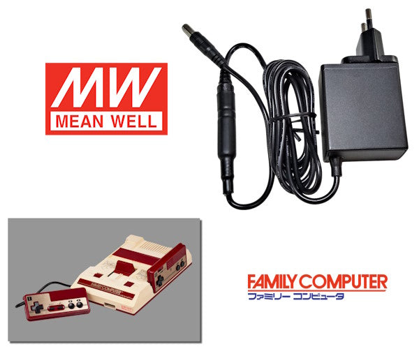 Regulated Mean Well power supply for Nintendo Famicom with EU plug